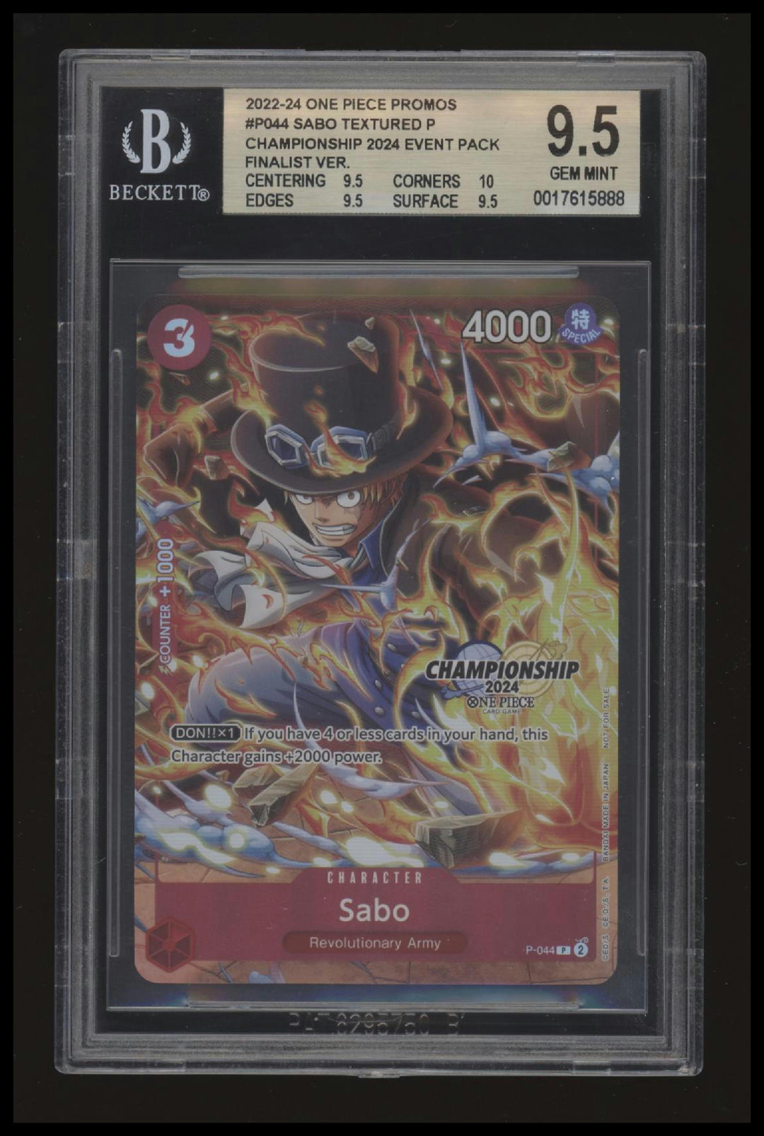 One Piece - Sabo - CS 2024 Event Pack Finalist - Promo - P-044 - BGS 9.5