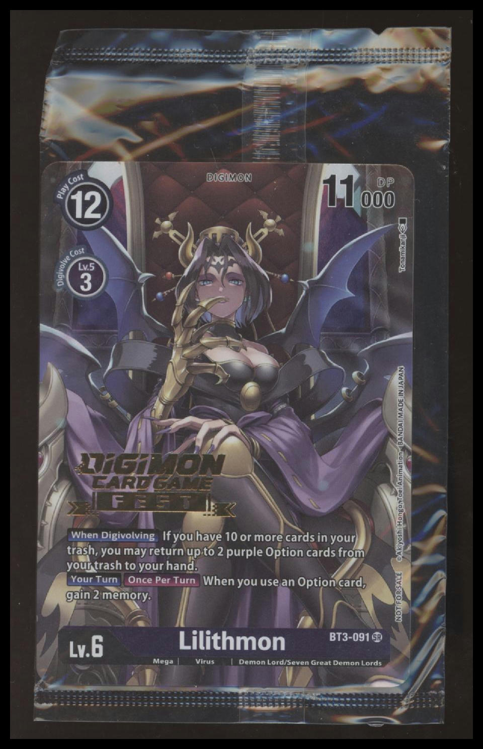 Digimon - Lilithmon - BT3-091 - Card Game Fest Stamped - Promo - Sealed #1