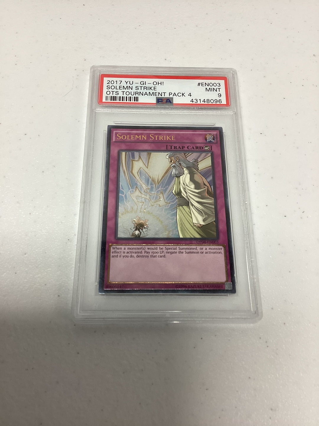 YuGiOh - Solemn Strike - Ultimate Rare - OTS Pack 4 - OP04-EN003 - PSA 9 🔥🔥🔥