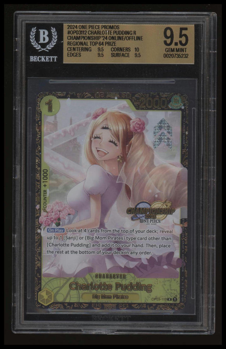 One Piece - Charlotte Pudding - OP03-112 - Regional Top 64 Prize Card - BGS 9.5
