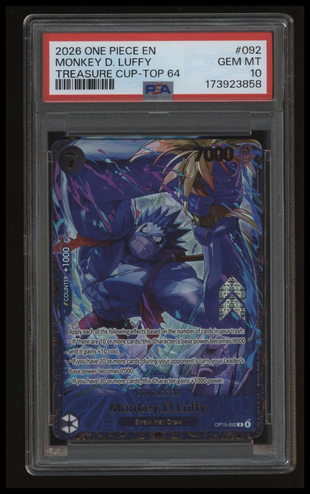 One Piece - Monkey.D.Luffy - OP15-092 - Treasure Cup Top 64 - PSA 10