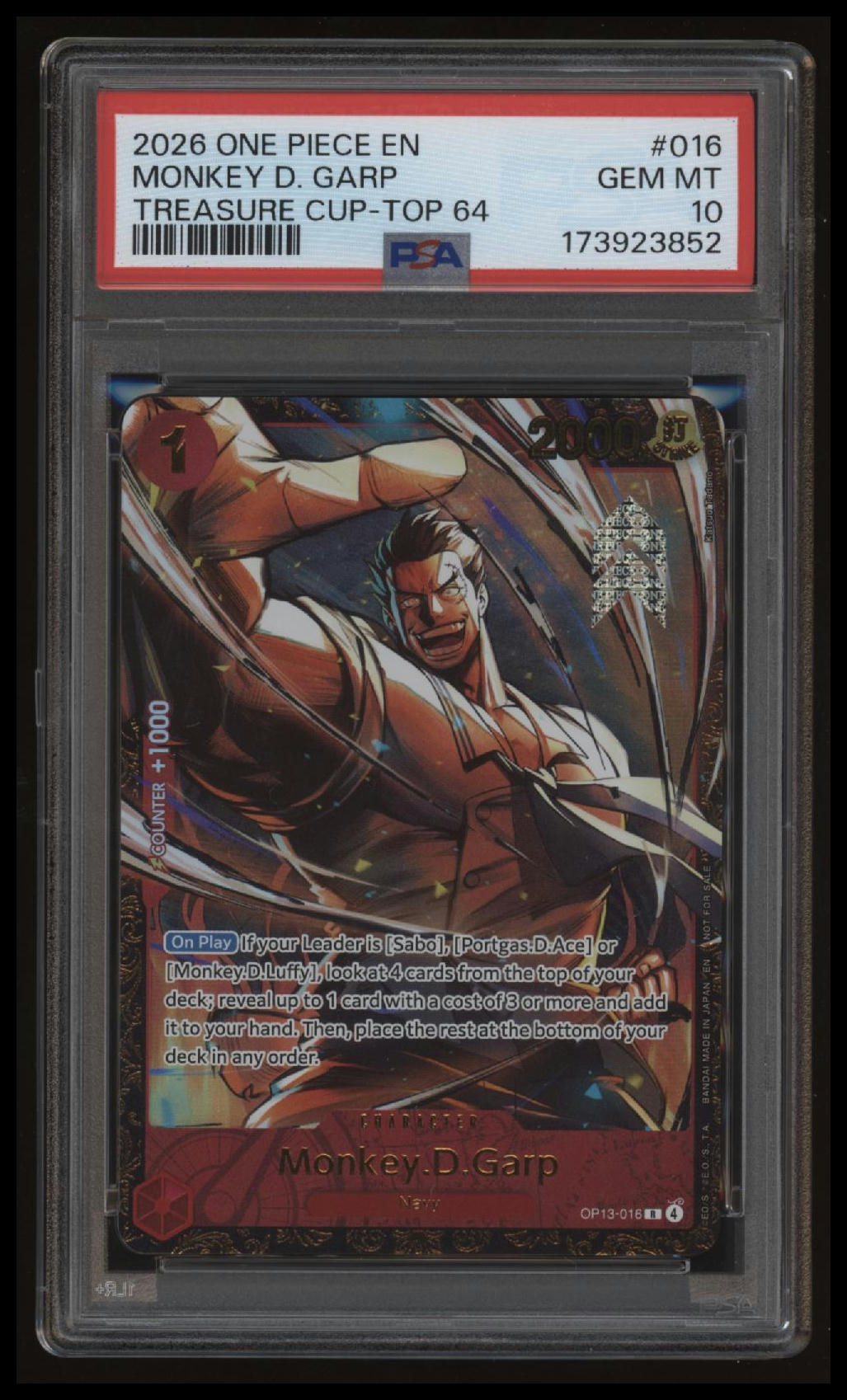 One Piece - Monkey.D.Garp - OP13-016 - Treasure Cup Top 64 - PSA 10 - 3