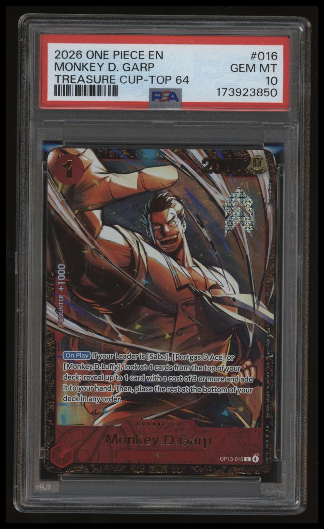 One Piece - Monkey.D.Garp - OP113-016 - Treasure Cup Top 64 - PSA 10 - 1
