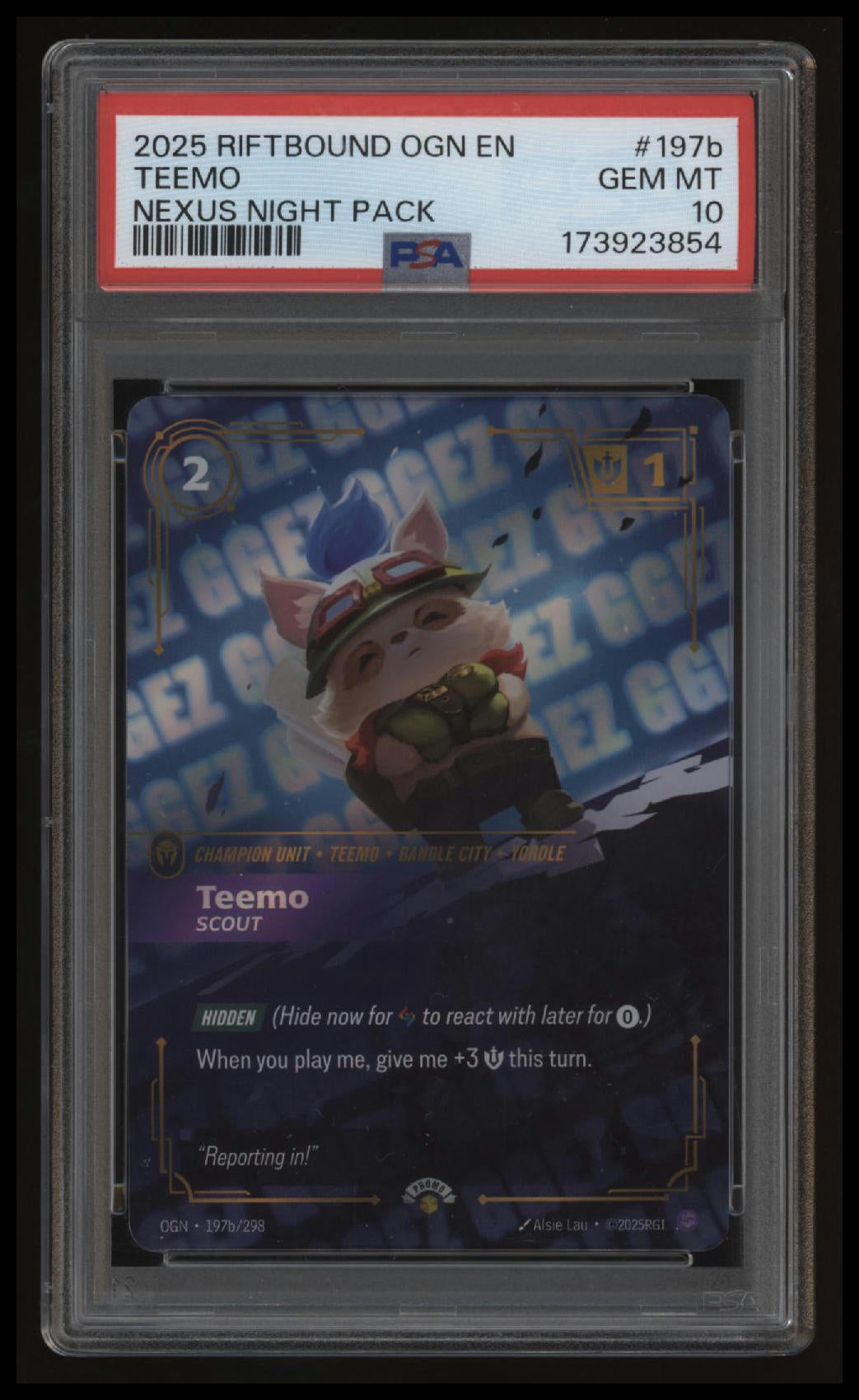 Riftbound Origin - Nexus Night Pack - Teemo - 197b-298 - PSA 10