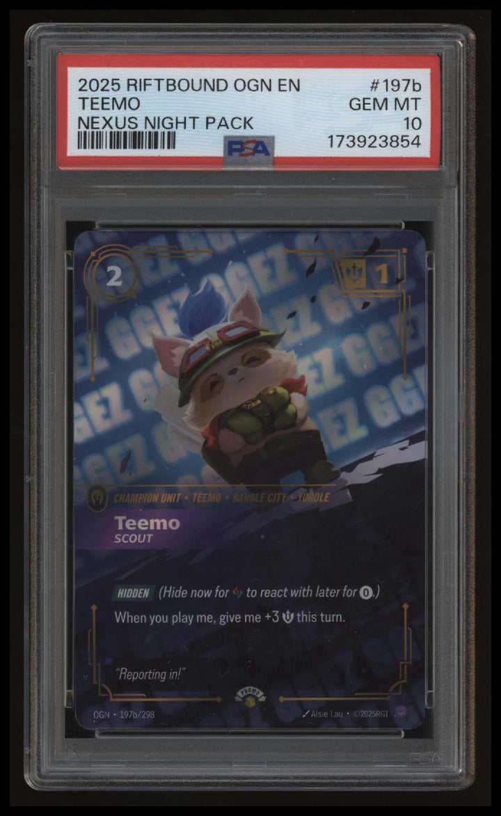 Riftbound Origin - Nexus Night Pack - Teemo - 197b-298 - PSA 10