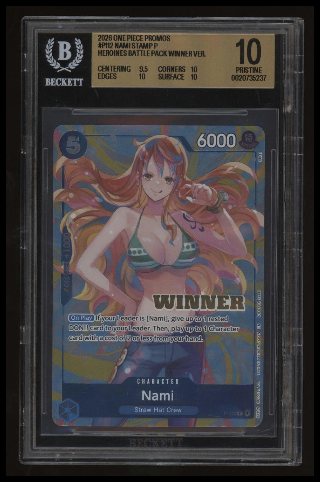 One Piece - Nami - Heroines Battle Pack Winner - P-112 - BGS 10
