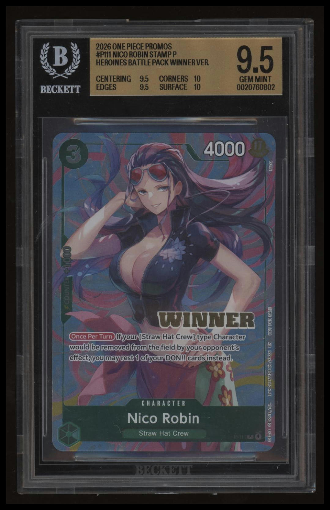 One Piece - Nico Robin - P-111 - Heroines Battle Pack Winner - BGS 9.5