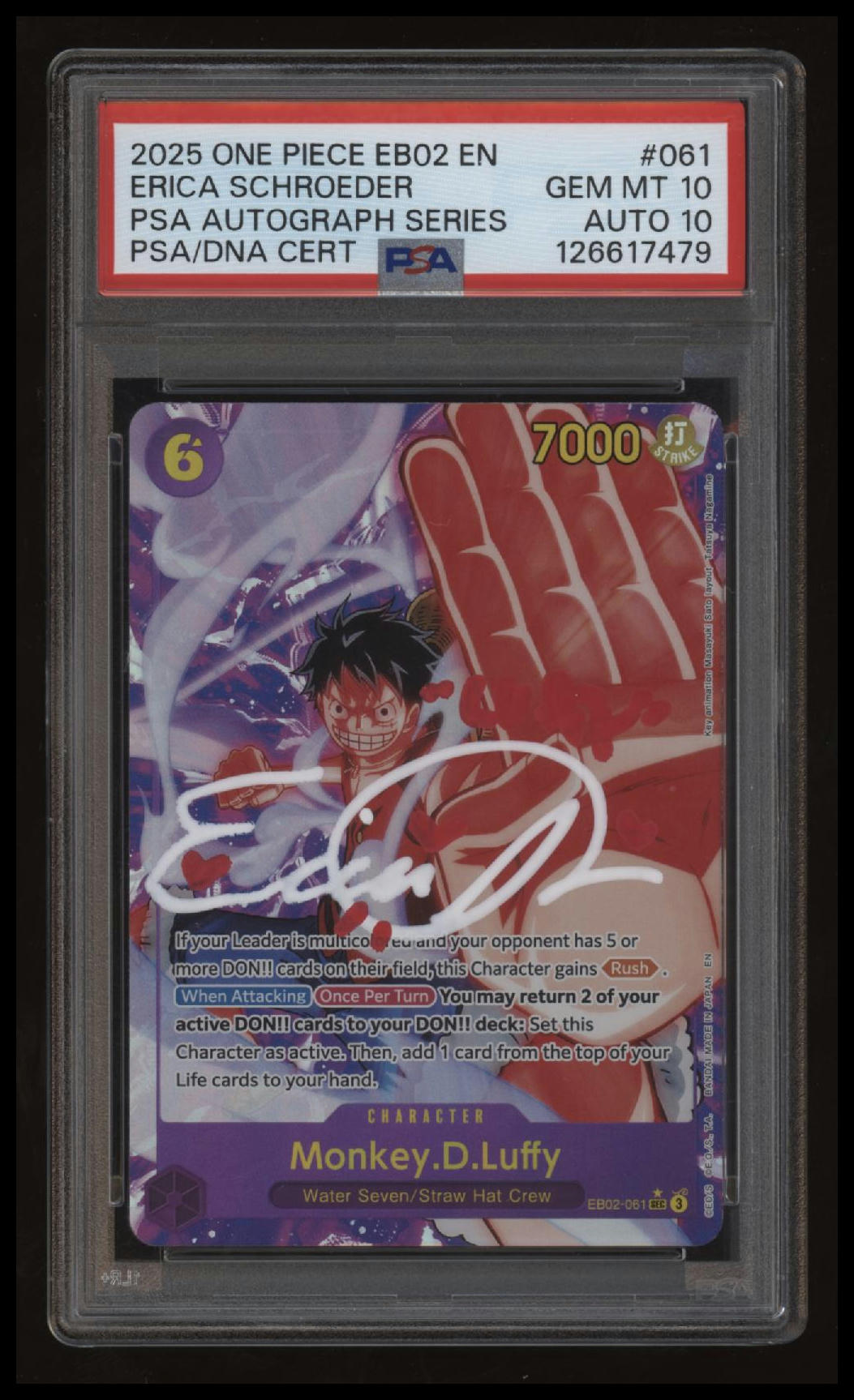 One Piece - Monkey.D.Luffy - EB02-061 - Erica Schroeder Signature - PSA 10