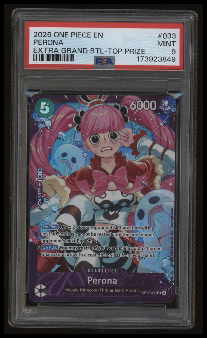 One Piece - Perona - OP14-033 - Extra Grand Battle Top Prize - PSA 9
