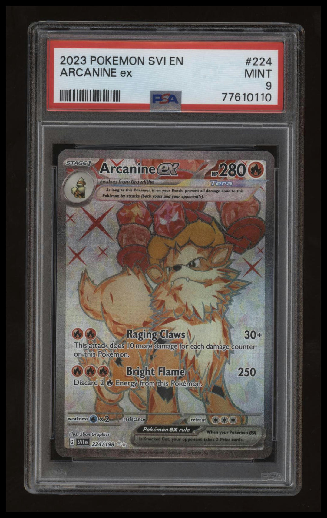 Pokemon - Arcanine Ex - 224/198 - PSA 9