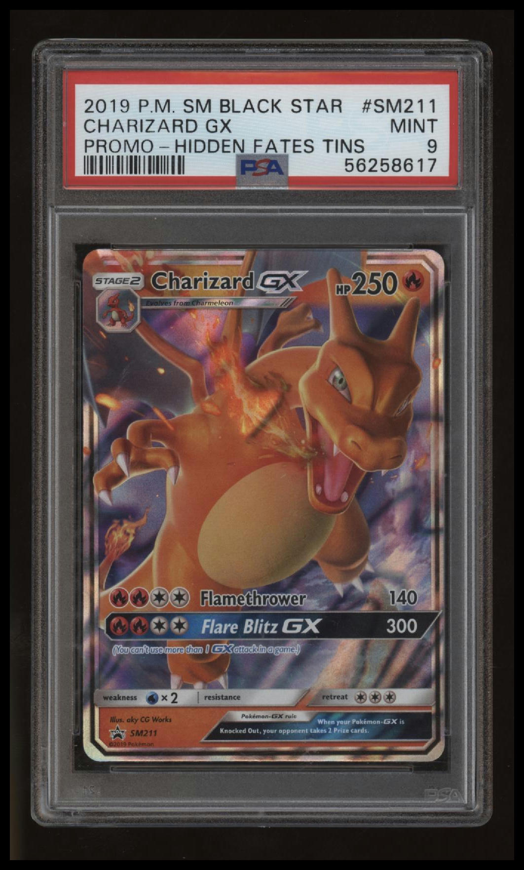 Pokemon - Charizard GX - SM211 - Hidden Fates Promo - PSA 9