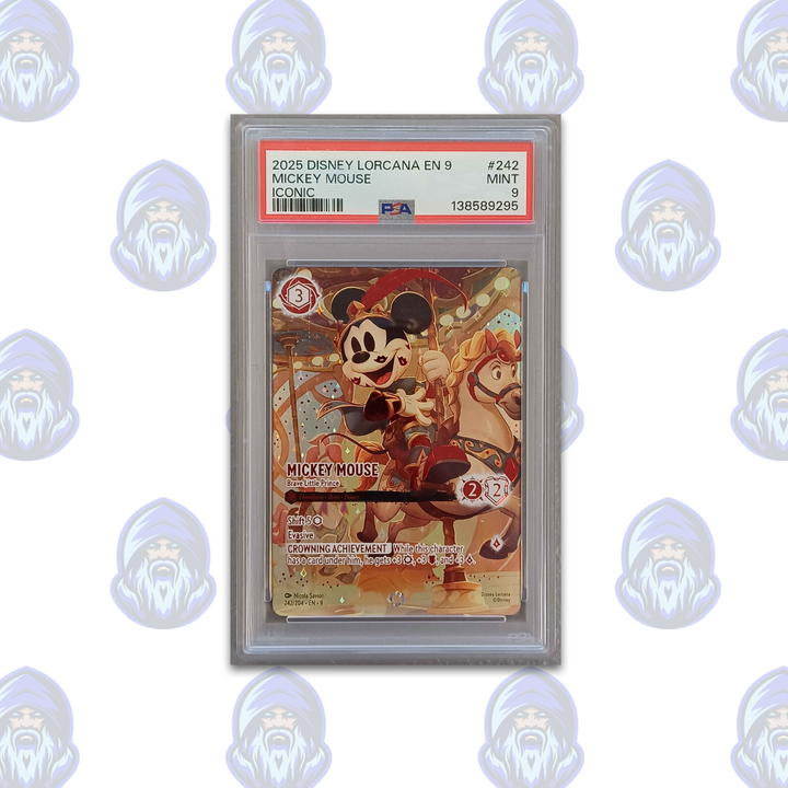 Lorcana: Mickey Mouse - Brave Little Prince - 242/204 - Iconics Rare - PSA 9