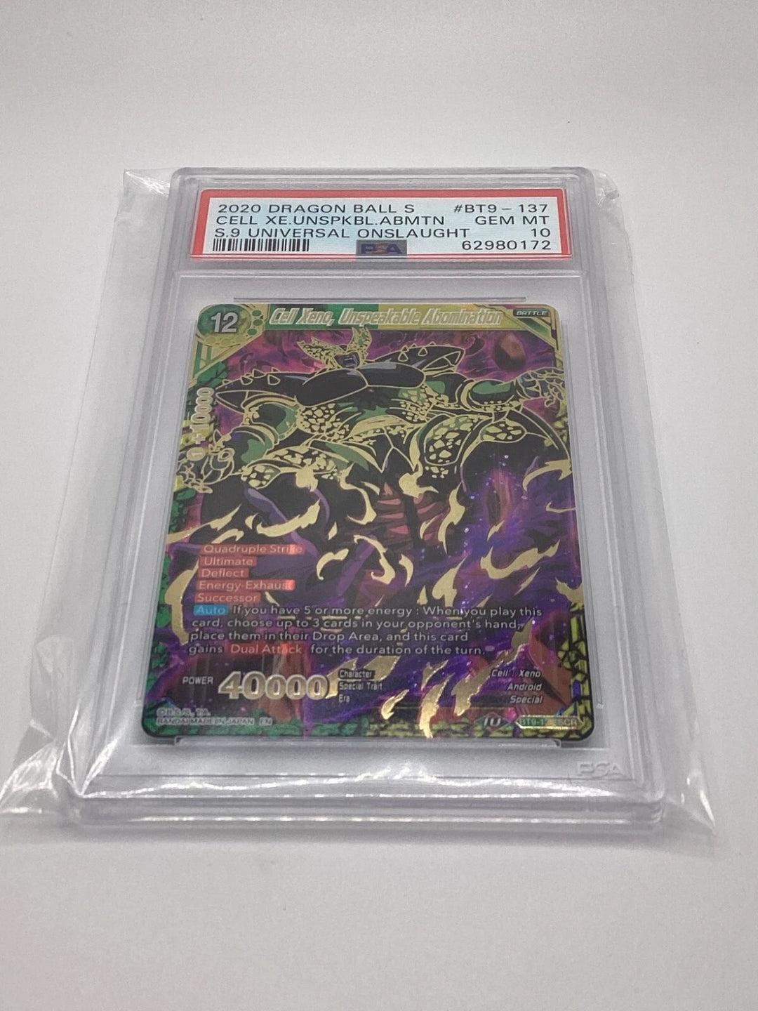 DragonBall - Cell Xeno, Unspeakable Abomination - BT9-137 - SCR - PSA 10 🔥🔥