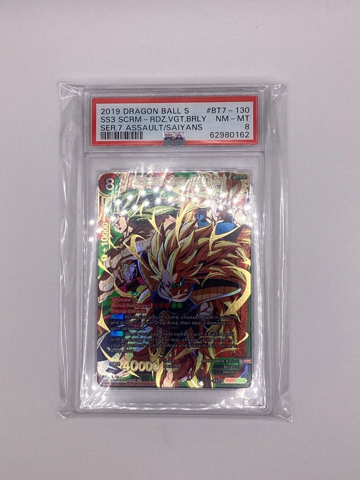DragonBall - SS3 Scramble Raditz, Vegeta & Broly - BT7-130 - SCR - PSA 8 🔥🔥🔥