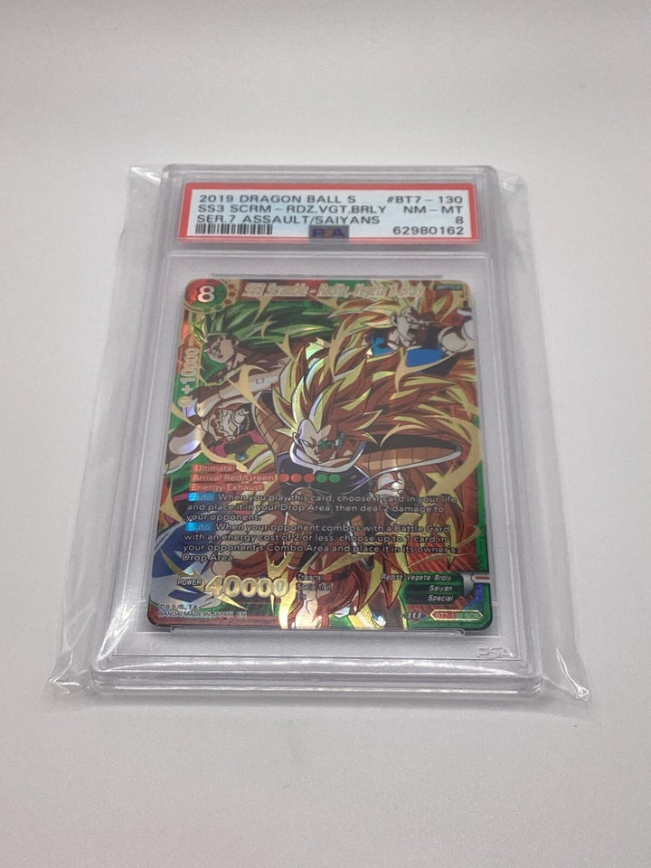 DragonBall - SS3 Scramble Raditz, Vegeta & Broly - BT7-130 - SCR - PSA 8 🔥🔥🔥