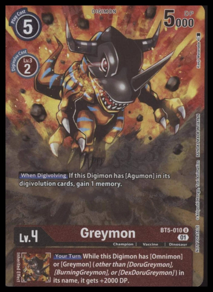 Digimon - Greymon Premier TO Event June 2021 - Battle of Omni - #BT5-010 - NM #2